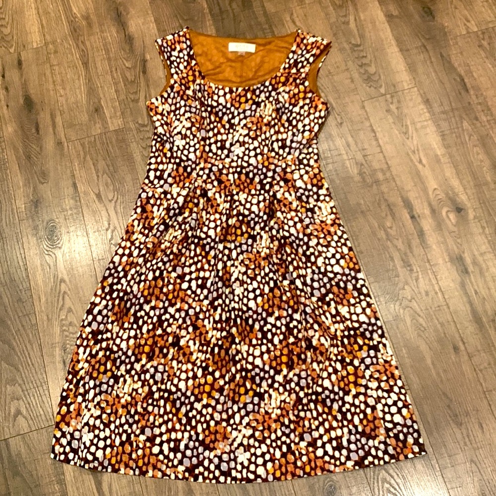 Kasper Neutral Patterned Dress - image 4